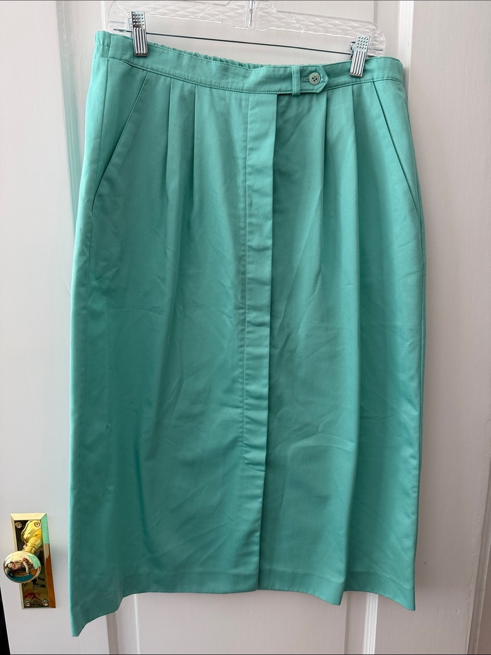 Cos cob High-Waist Teal Pencil Skirt with Front Placket